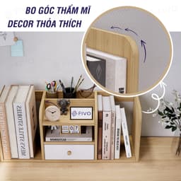 Thumbnail Kệ Sách Gỗ Đẹp Để Bàn FIVO FB26 Cao Cấp Màu Gỗ Và Walnut, Có Hộc, Tiết Kiệm Diện Tích, Bo Góc Thẩm Mĩ 3