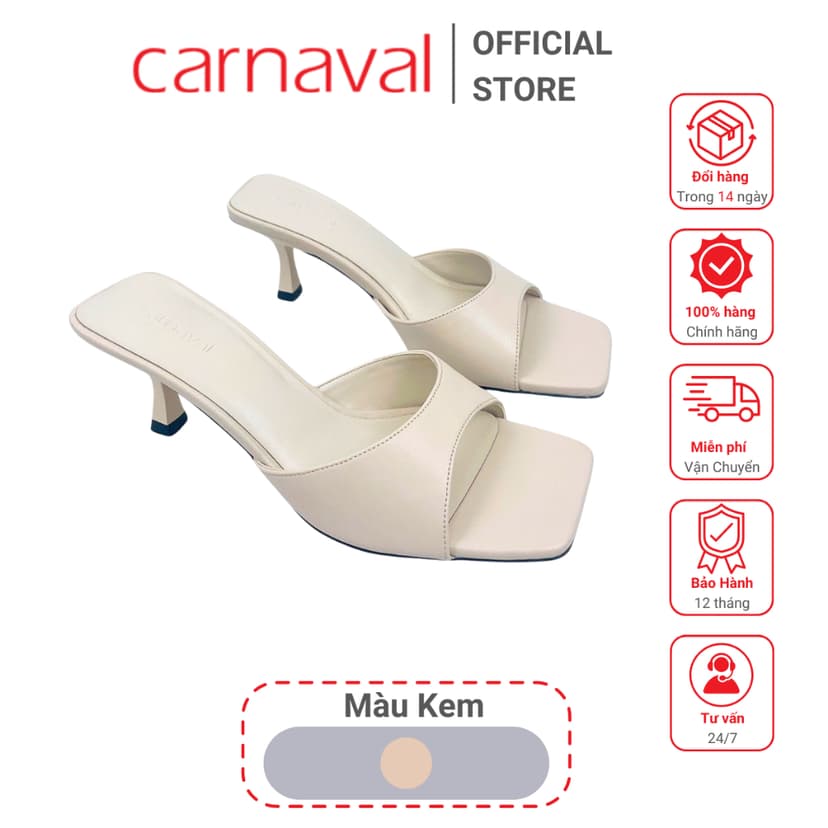 Ảnh Dép Nữ Cao Gót 5p Carnaval Mũi Vuông, Quai Ngang Da Cao Cấp, Nâng Niềm Kiêu Hãnh Phái Đẹp - VS32 3