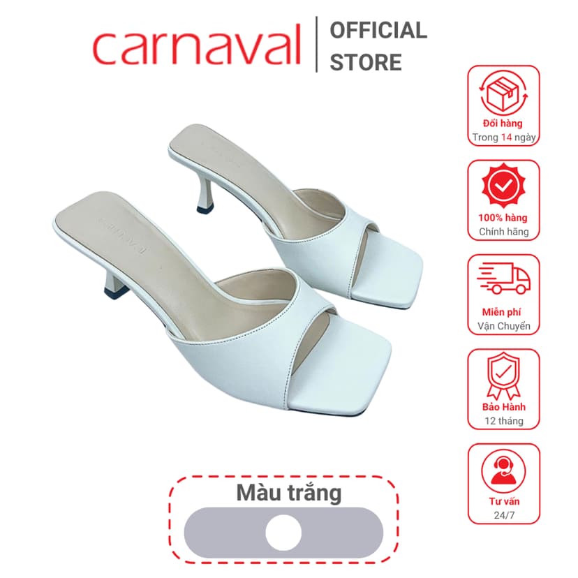 Ảnh Dép Nữ Cao Gót 5p Carnaval Mũi Vuông, Quai Ngang Da Cao Cấp, Nâng Niềm Kiêu Hãnh Phái Đẹp - VS32 2