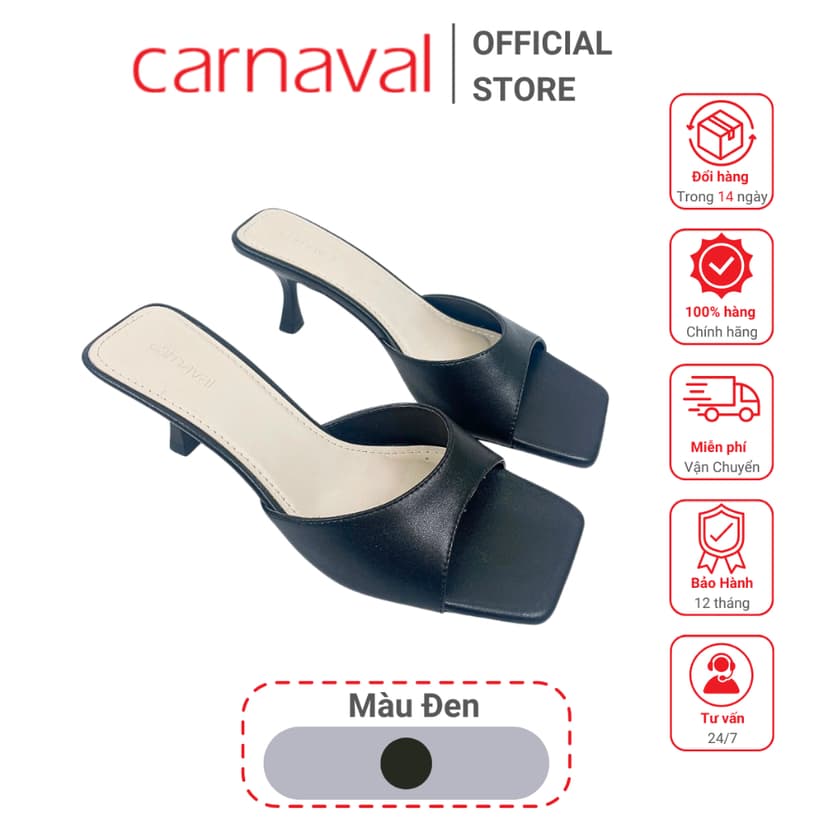 Ảnh Dép Nữ Cao Gót 5p Carnaval Mũi Vuông, Quai Ngang Da Cao Cấp, Nâng Niềm Kiêu Hãnh Phái Đẹp - VS32 4