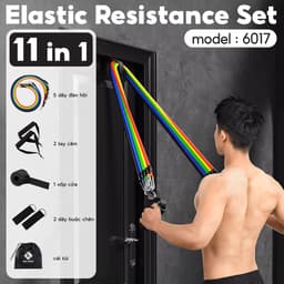 Thumbnail BG- Dây Ngũ Sắc Tập Gym 6017, Dây Đàn Hồi Kháng Lực Tập Full Body, Dụng Cụ Tập Thể Hình Tại Nhà 3