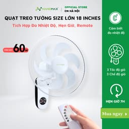 Thumbnail Quạt Treo Tường NANOMAX QN-06 Size Lớn 18 Inches 6 Cánh Điều Khiển Từ Xa, Đo Nhiệt Độ Bên Trong Máy 1