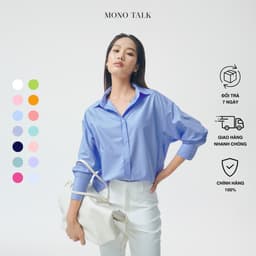 Thumbnail Áo sơ mi oversized (tổng hợp màu) vải poplin hạn chế nhăn, mềm mát T10001FT 2