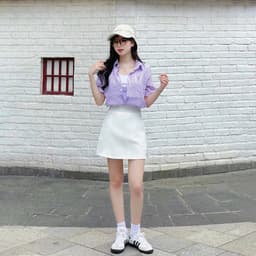 Thumbnail Áo sơ mi nữ Blousie Choobe kẻ sọc oversize cộc tay ASM03 4