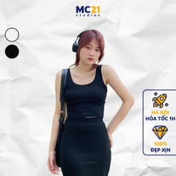 Thumbnail Áo croptop ba lỗ MC21.STUDIOS dáng ôm co giãn chất thun xịn cao cấp phong cách Ulzzang Streetwear Hàn Quốc A3213 1