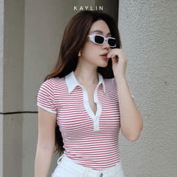 Thumbnail Áo thun KAYLIN Polo form ôm phối sọc chất vài thun co giản phong cách công sở thanh lịch - N2252 1