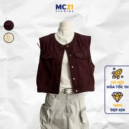 Thumbnail Áo gile denim MC21.STUDIOS freesize dáng vừa Unisex Ulzzang Streetwear Hàn Quốc A4124 1