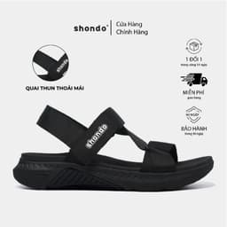 Thumbnail Giày Sandals Nam Nữ SHONDO F7 Racing Thời Trang Cao Cấp, Êm Chân Quai Liền Full Đen F7R1110 1