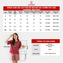 Thumbnail Đồ bộ nữ CARDINA chất liệu cotton thoáng mát hình in nổi bật kế hợp quần thô kẻ trẻ trung 4BCF02 2