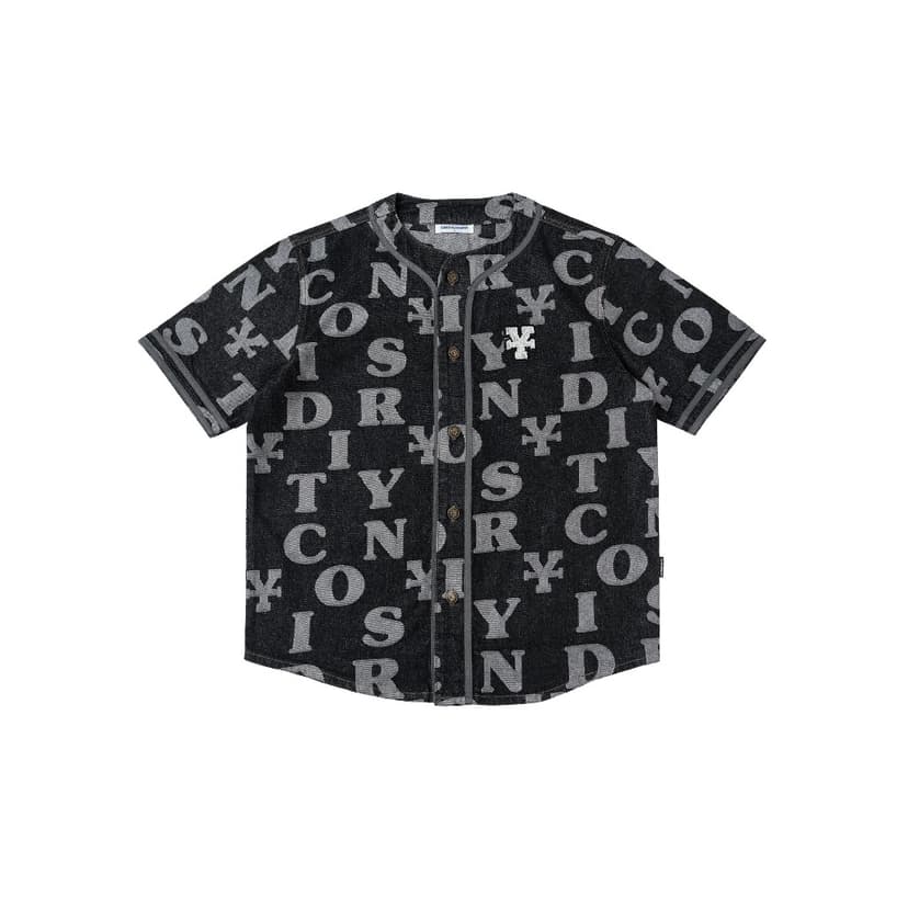 Ảnh DirtyCoins Combo Letters Monogram Denim Jersey Shirt - Black + Denim Short - Black 1