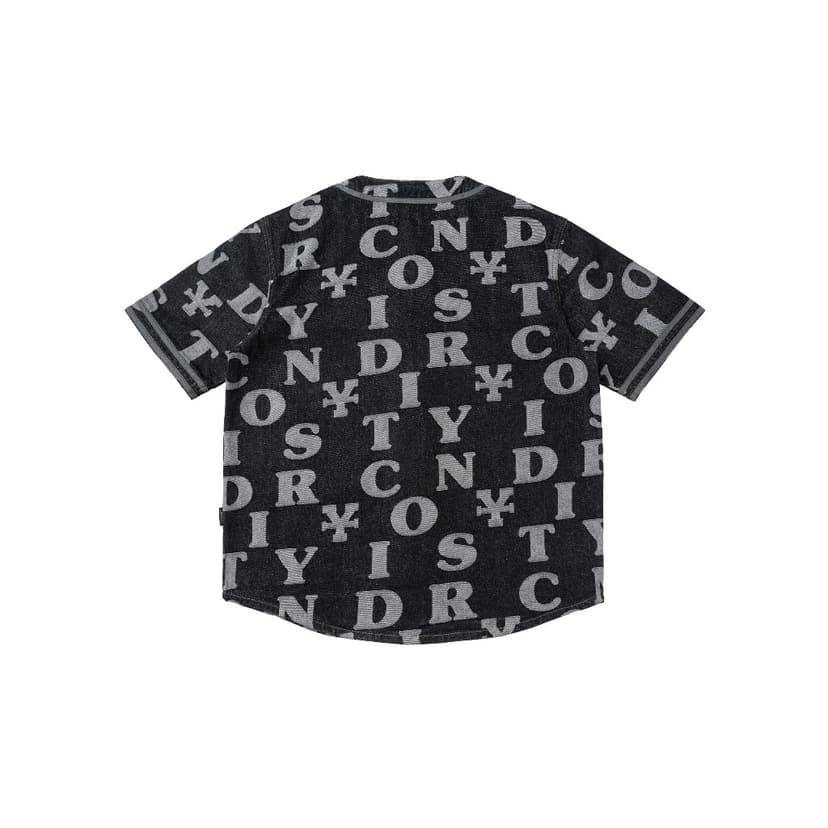 Ảnh DirtyCoins Combo Letters Monogram Denim Jersey Shirt - Black + Denim Short - Black 2