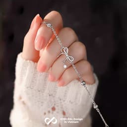 Thumbnail Lắc tay bạc KYDOPAL charm nơ đính đá cá tính trang sức nữ cao cấp ý 925 - PAL9B6L7 3
