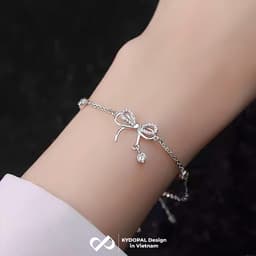 Thumbnail Lắc tay bạc KYDOPAL charm nơ đính đá cá tính trang sức nữ cao cấp ý 925 - PAL9B6L7 4