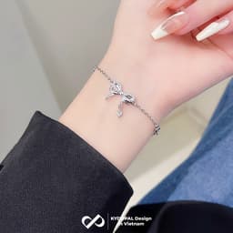 Thumbnail Lắc tay bạc KYDOPAL charm nơ đính đá cá tính trang sức nữ cao cấp ý 925 - PAL9B6L7 2