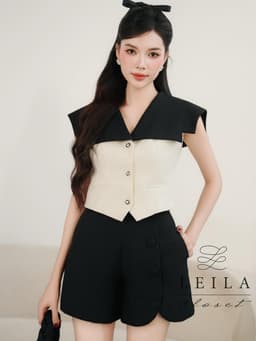 Thumbnail LEILA CLOSET | Quần thiết kế Olivia chất tweed phối nút 3