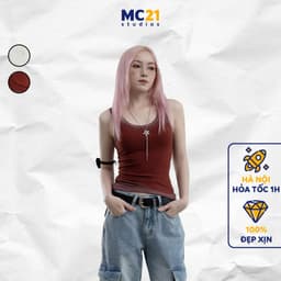 Thumbnail Áo 3 lỗ croptop MC21.STUDIOS form ôm Ulzzang Streetwear Hàn Quốc tee nữ phông cổ tròn pull A4122 1