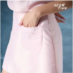 Thumbnail Set áo nữ sát nách dáng ngắn phối váy chữ A hoạ tiết thêu màu hồng SERAPHINA [Có Tách Lẻ] - Simple Twist 3