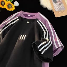 Thumbnail Áo Phông Form Rộng thêu 3 sọc trước ngực  Áo Thun Tay Lỡ Nam Nữ  Form Rộng Unisex Cotton khô thoáng mát thấm hút mồ hôi 4