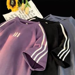 Thumbnail Áo Phông Form Rộng thêu 3 sọc trước ngực  Áo Thun Tay Lỡ Nam Nữ  Form Rộng Unisex Cotton khô thoáng mát thấm hút mồ hôi 3