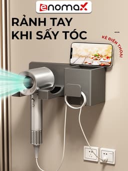 Thumbnail Giá đỡ máy sấy tóc Enomax dán tường chắc chắn, Chất liệu Nhôm hàng không, tặng kèm keo dán. Bảo hành 10 năm (Eno-0401) 4