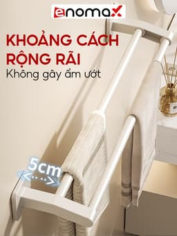 Thumbnail Giá kệ treo khăn tắm /quần áo, đồ dùng phòng tắm, chât liệu nhôm hàng không chống gỉ, bảo hành 10 năm Enomax ( Eno 0442) 3