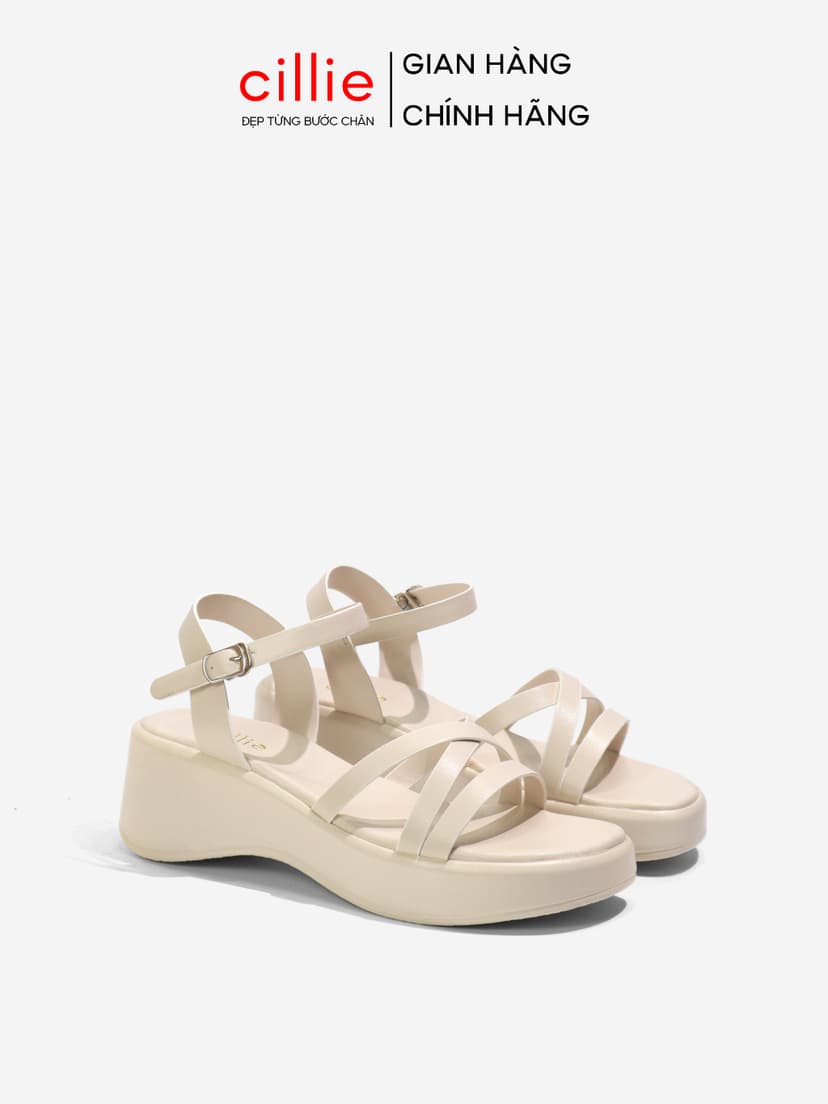 Ảnh Giày Sandal Đế Xuồng Nữ Cillie Quai Chéo Đế Cao Dễ Đi Êm Chân Chống Trơn SD07 1