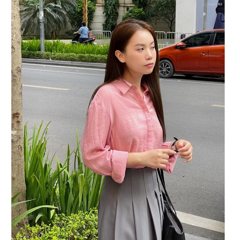 Ảnh De Leah - Áo Sơ Mi Cổ Đức & Chân Váy Midi Xếp Li - Thời Trang Thiết Kế 1