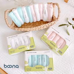Thumbnail Hộp 5 Khăn Sữa Cao Cấp BOONA S5B1  – Vải Sợi Tre Mềm Mịn, Không Xù Lông, Kháng Khuẩn, Thấm Hút Tốt, Size 30x30cm IQKAO 1