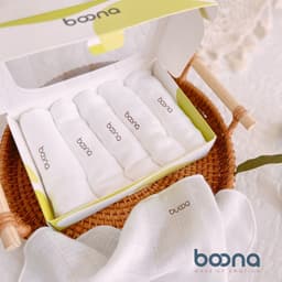 Thumbnail Hộp 5 Khăn Sữa Cao Cấp BOONA S5B1  – Vải Sợi Tre Mềm Mịn, Không Xù Lông, Kháng Khuẩn, Thấm Hút Tốt, Size 30x30cm IQKAO 2