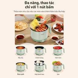 Thumbnail Nồi điện đa năng dung tích 1.5L Samono SW-DG01P phủ 2 lớp chống dính, công suất 600W, kèm xửng hấp inox 3
