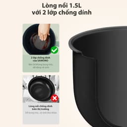 Thumbnail Nồi điện đa năng dung tích 1.5L Samono SW-DG01P phủ 2 lớp chống dính, công suất 600W, kèm xửng hấp inox 4