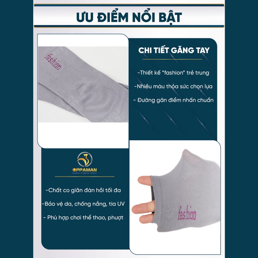 Ảnh Bao tay tất tay chống nắng xỏ ngón ống tay bảo vệ tay găng tay xỏ ngón mềm chống UV OGT1 OPPAMAN 3
