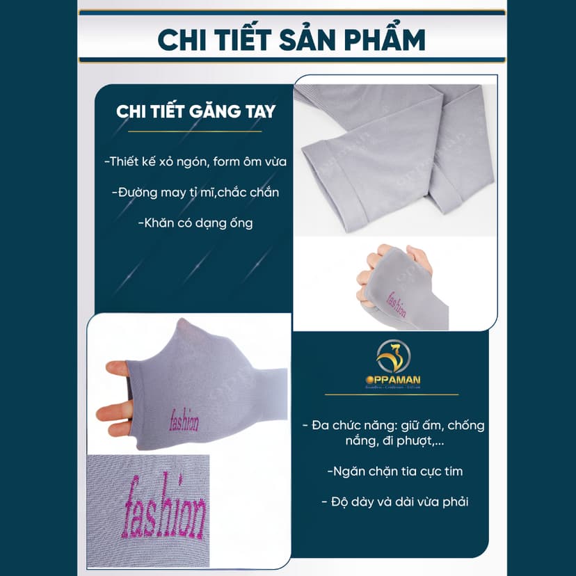 Ảnh Bao tay tất tay chống nắng xỏ ngón ống tay bảo vệ tay găng tay xỏ ngón mềm chống UV OGT1 OPPAMAN 4