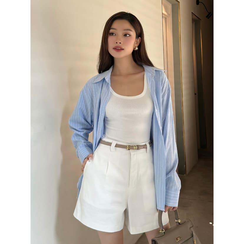 Ảnh BBSTORE’S Áo Sơ Mi Linen Sọc Xanh Công Sở - A3280 2