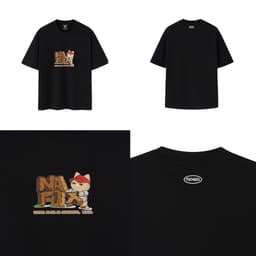 Thumbnail Áo thun Form rộng NOAM Woodie 100% Cotton 280GSM - Màu Đen/ Trắng 2