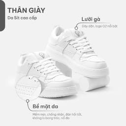 Thumbnail Giày trắng G2 Athena Low giày thể thao sneaker nam đế cao thời trang cao cấp giúp tăng chiều cao 4