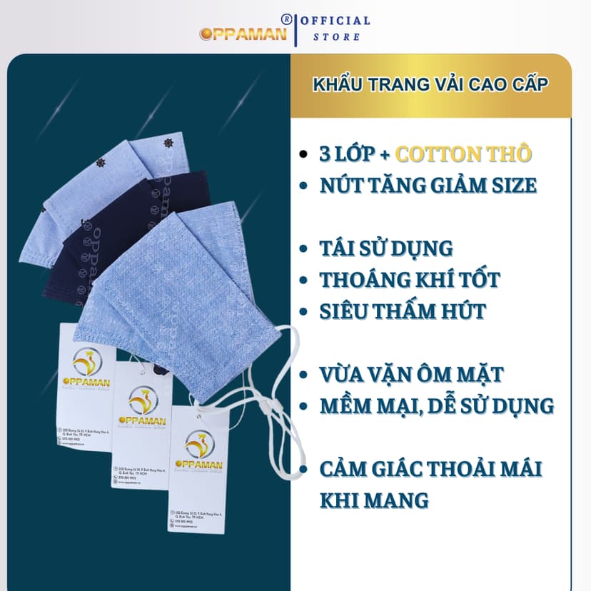 Ảnh Khẩu trang vải chống tia uv khẩu trang nhật khẩu trang nam cao cấp cotton xịn mịn OKT4 OPPAMAN 1