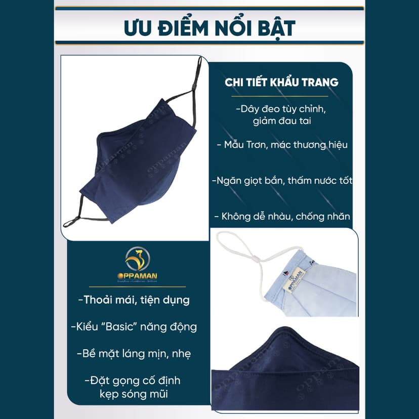 Ảnh Khẩu trang vải chống tia uv khẩu trang nhật khẩu trang nam cao cấp cotton xịn mịn OKT4 OPPAMAN 2