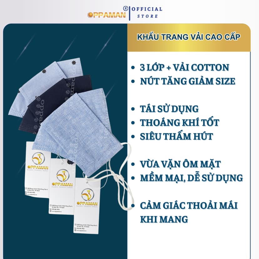 Ảnh Khẩu trang vải chống nắng cotton cao cấp chống tia uv siêu mát xịn dễ thở OKT3 OPPAMAN 1