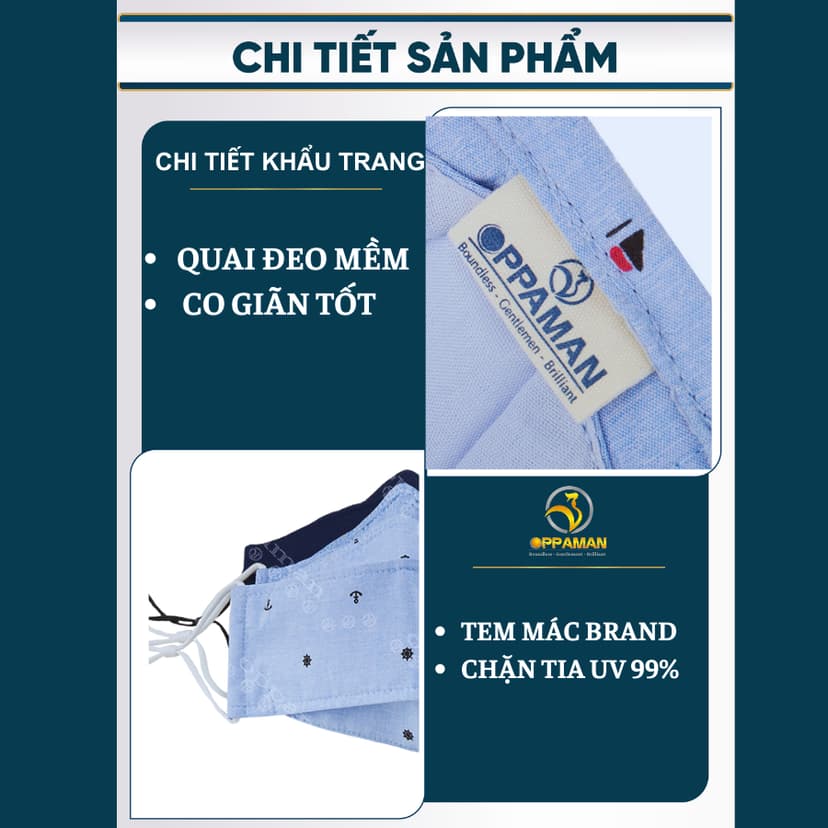 Ảnh Khẩu trang vải chống nắng cotton cao cấp chống tia uv siêu mát xịn dễ thở OKT3 OPPAMAN 3