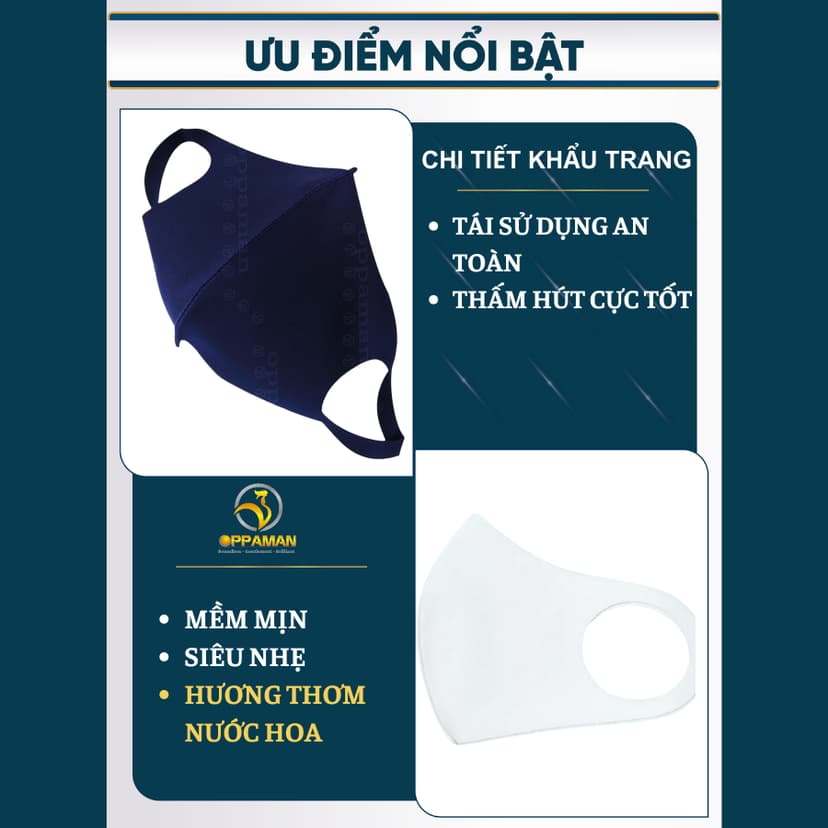 Ảnh Combo 5 Khẩu trang vải chống tia uv chống nắng vải poly vải su thoáng khí mịn OKT10 OPPAMAN 2