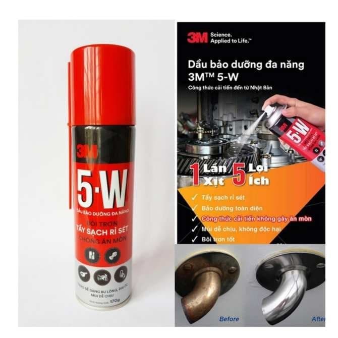 Ảnh Chai xịt Tẩy Rỉ Sét Và Bôi Trơn 5W - 3M™310g  Xịt ổ khoá, bảng lề, bugi, công tắc ôtô xe máy.. 4