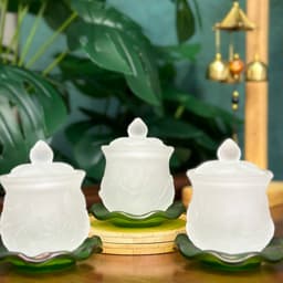 Thumbnail Bộ Thờ Cúng Bình Hoa , Lư Nhang , Đĩa, Chung , Án, Màu Trắng Lưu Ly - Tuệ Nga 2