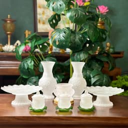 Thumbnail Bộ Thờ Cúng Bình Hoa , Lư Nhang , Đĩa, Chung , Án, Màu Trắng Lưu Ly - Tuệ Nga 1