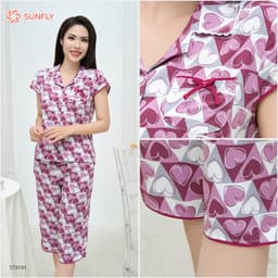 Thumbnail Bộ pijamas nữ SUNFLY chất lanh ht độc quyền dáng áo tay hến quần ngố ST9191 3