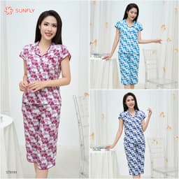 Thumbnail Bộ pijamas nữ SUNFLY chất lanh ht độc quyền dáng áo tay hến quần ngố ST9191 2
