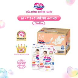 Thumbnail Thùng 2 Tã/bỉm dán Merries cộng miếng đủ size NB82/S76/M60 4