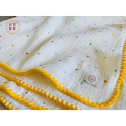 Thumbnail Chăn đa năng 70x90cm viền thủ công cho bé PETIT BEBE muslin 4 lớp thấm hút thoáng khí 2