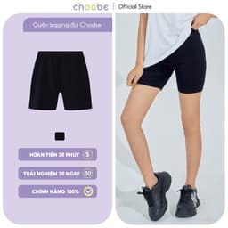Thumbnail Quần legging nữ đùi Choobe thun cạp cao biker lửng ngố dáng ôm bó lưng thun bigsize tập gym yoga 1