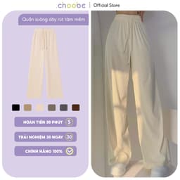 Thumbnail Quần ống rộng nữ Choobe vải cạp cao co giãn tốt kiểu culottes dáng thụng có dây rút 1